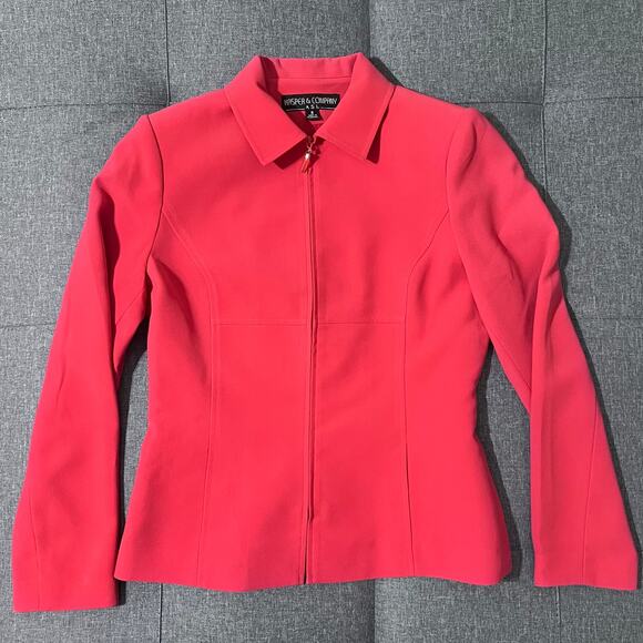 Kasper Company ASL Jacket Women 6 Red Full Zip Blazer Business Office Career - Picture 3 of 8